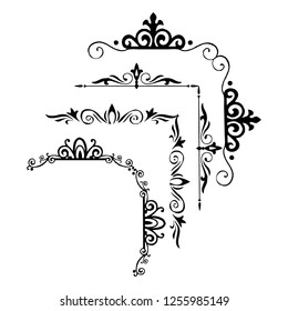  Decorative monograms and calligraphic borders. Template signage, logos, labels, stickers, cards. Graphic design page. Classic design elements for wedding invitations