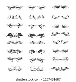  Decorative monograms and calligraphic borders. Template signage, logos, labels, stickers, cards. Graphic design page. Classic design elements for wedding invitations.