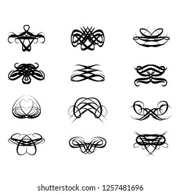  Decorative monograms and calligraphic borders. Template signage, logos, labels, stickers, cards. Graphic design page. Classic design elements for wedding invitations.