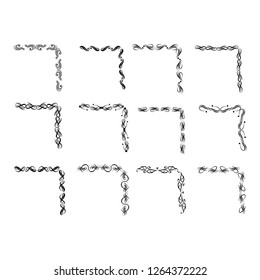 Decorative monograms and calligraphic borders. Template signage, logos, labels, stickers, cards. Graphic design page. Classic design elements for wedding invitations.