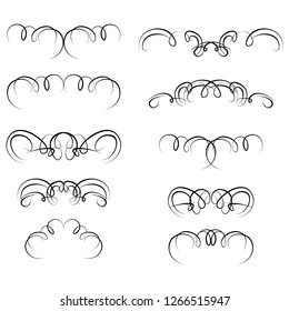  Decorative monograms and calligraphic borders. Template signage, logos, labels, stickers, cards. Graphic design page. Classic design elements for wedding invitations
