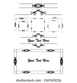  Decorative monograms and calligraphic borders. Template signage, logos, labels, stickers, cards. Graphic design page. Classic design elements for wedding invitations