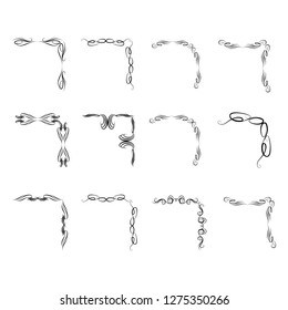  Decorative monograms and calligraphic borders. Template signage, logos, labels, stickers, cards. Graphic design page. Classic design elements for wedding invitations.
