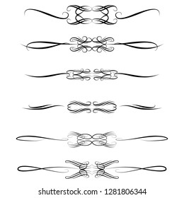 Decorative monograms and calligraphic borders. Template signage, logos, labels, stickers, cards. Graphic design page. Classic design elements for wedding invitations.