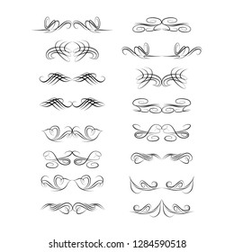  Decorative monograms and calligraphic borders. Template signage, logos, labels, stickers, cards. Graphic design page. Classic design elements for wedding invitations