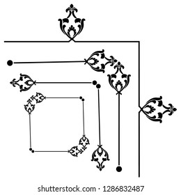 Decorative monograms and calligraphic borders. Template signage, logos, labels, stickers, cards. Graphic design page. Classic design elements for wedding invitations.