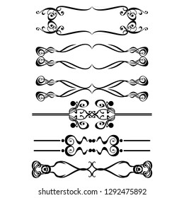  Decorative monograms and calligraphic borders. Template signage, logos, labels, stickers, cards. Graphic design page. Classic design elements for wedding invitations.