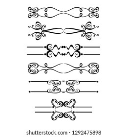  Decorative monograms and calligraphic borders. Template signage, logos, labels, stickers, cards. Graphic design page. Classic design elements for wedding invitations.
