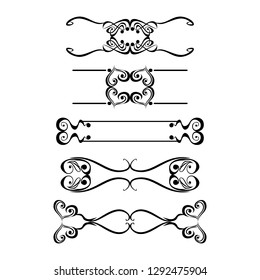 
 Decorative monograms and calligraphic borders. Template signage, logos, labels, stickers, cards. Graphic design page. Classic design elements for wedding invitations.