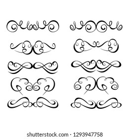  Decorative monograms and calligraphic borders. Template signage, logos, labels, stickers, cards. Graphic design page. Classic design elements for wedding invitations.