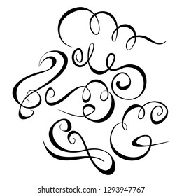  Decorative monograms and calligraphic borders. Template signage, logos, labels, stickers, cards. Graphic design page. Classic design elements for wedding invitations.