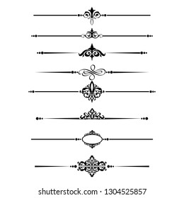  Decorative monograms and calligraphic borders. Template signage, logos, labels, stickers, cards. Graphic design page. Classic design elements for wedding invitations.