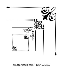  Decorative monograms and calligraphic borders. Template signage, logos, labels, stickers, cards. Graphic design page. Classic design elements for wedding invitations.