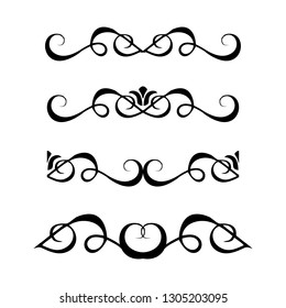 Decorative monograms and calligraphic borders. Template signage, logos, labels, stickers, cards. Graphic design page. Classic design elements for wedding invitations.