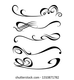 Decorative monograms and calligraphic borders. Template signage, logos, labels, stickers, cards. Graphic design page. Classic design elements for wedding invitations.