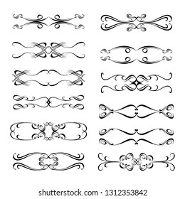 
 Decorative monograms and calligraphic borders. Template signage, logos, labels, stickers, cards. Graphic design page. Classic design elements for wedding invitations.