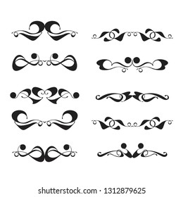  Decorative monograms and calligraphic borders. Template signage, logos, labels, stickers, cards. Graphic design page. Classic design elements for wedding invitations.