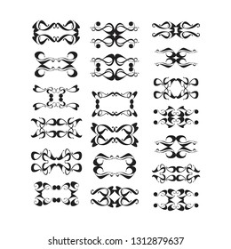  Decorative monograms and calligraphic borders. Template signage, logos, labels, stickers, cards. Graphic design page. Classic design elements for wedding invitations.