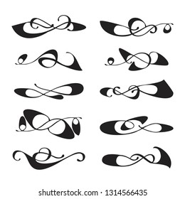  Decorative monograms and calligraphic borders. Template signage, logos, labels, stickers, cards. Graphic design page. Classic design elements for wedding invitations