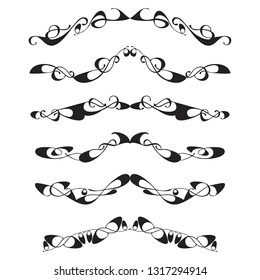  Decorative monograms and calligraphic borders. Template signage, logos, labels, stickers, cards. Graphic design page. Classic design elements for wedding invitations.