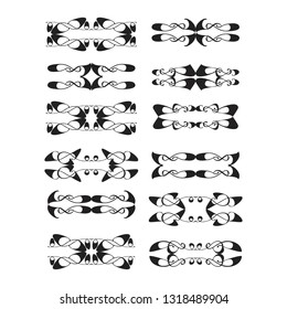  Decorative monograms and calligraphic borders. Template signage, logos, labels, stickers, cards. Graphic design page. Classic design elements for wedding invitations.