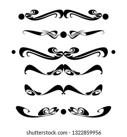  Decorative monograms and calligraphic borders. Template signage, logos, labels, stickers, cards. Graphic design page. Classic design elements for wedding invitations.