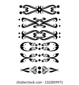  Decorative monograms and calligraphic borders. Template signage, logos, labels, stickers, cards. Graphic design page. Classic design elements for wedding invitations.
