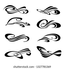  Decorative monograms and calligraphic borders. Template signage, logos, labels, stickers, cards. Graphic design page. Classic design elements for wedding invitations.