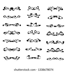  Decorative monograms and calligraphic borders. Template signage, logos, labels, stickers, cards. Graphic design page. Classic design elements for wedding invitations.