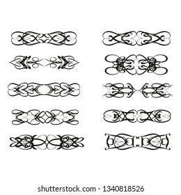 Decorative monograms and calligraphic borders. Template signage, logos, labels, stickers, cards. Graphic design page. Classic design elements for wedding invitations.