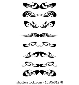 Decorative monograms and calligraphic borders. Template signage, logos, labels, stickers, cards. Graphic design page. Classic design elements for wedding invitations.