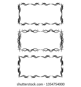  Decorative monograms and calligraphic borders. Template signage, logos, labels, stickers, cards. Graphic design page. Classic design elements for wedding invitations