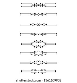 Decorative monograms and calligraphic borders. Template signage, logos, labels, stickers, cards. Graphic design page. Classic design elements for wedding invitations.
