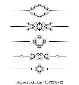  Decorative monograms and calligraphic borders. Template signage, logos, labels, stickers, cards. Graphic design page. Classic design elements for wedding invitations.