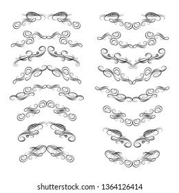  Decorative monograms and calligraphic borders. Template signage, logos, labels, stickers, cards. Graphic design page. Classic design elements for wedding invitations.