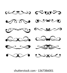  Decorative monograms and calligraphic borders. Template signage, logos, labels, stickers, cards. Graphic design page. Classic design elements for wedding invitations.
