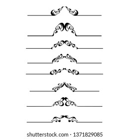 Decorative monograms and calligraphic borders. Template signage, logos, labels, stickers, cards. Graphic design page. Classic design elements for wedding invitations.
