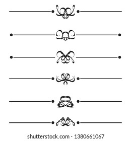 Decorative monograms and calligraphic borders. Template signage, logos, labels, stickers, cards. Graphic design page. Classic design elements for wedding invitations.