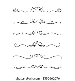Decorative monograms and calligraphic borders. Template signage, logos, labels, stickers, cards. Graphic design page. Classic design elements for wedding invitations.