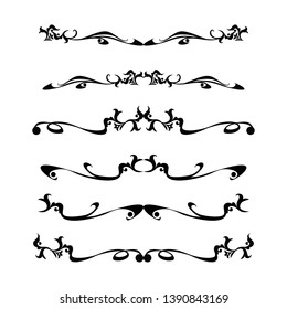  Decorative monograms and calligraphic borders. Template signage, logos, labels, stickers, cards. Graphic design page. Classic design elements for wedding invitations.