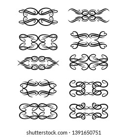  Decorative monograms and calligraphic borders. Template signage, logos, labels, stickers, cards. Graphic design page. Classic design elements for wedding invitations