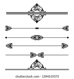 Decorative monograms and calligraphic borders. Template signage, logos, labels, stickers, cards. Graphic design page. Classic design elements for wedding invitations.