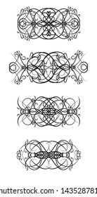 Decorative monograms and calligraphic borders. 
Template signage, logos, labels, stickers, cards. Graphic design page.
 Classic design elements for wedding invitations.

