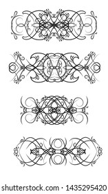 Decorative monograms and calligraphic borders. 
Template signage, logos, labels, stickers, cards. Graphic design page.
 Classic design elements for wedding invitations.
