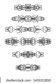Decorative monograms and calligraphic borders. 
Template signage, logos, labels, stickers, cards. Graphic design page.
 Classic design elements for wedding invitations.
