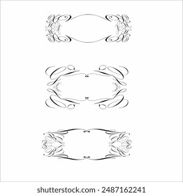 Decorative monograms and calligraphic borders. Template signage, logos, labels, stickers, cards. Graphic design page.