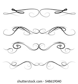 Decorative monograms and calligraphic borders. Template signage, logos, labels, stickers, cards. Graphic design page. Classic design elements for wedding invitations.