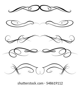 Decorative monograms and calligraphic borders. Template signage, logos, labels, stickers, cards. Graphic design page. Classic design elements for wedding invitations.