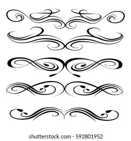 Decorative monograms and calligraphic borders. Template signage, logos, labels, stickers, cards. Graphic design page. Classic design elements for wedding invitations