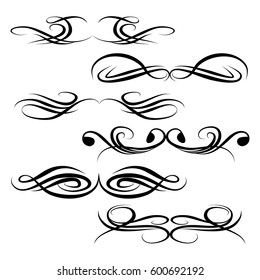 Decorative monograms and calligraphic borders. Template signage, logos, labels, stickers, cards. Graphic design page. Classic design elements for wedding invitations